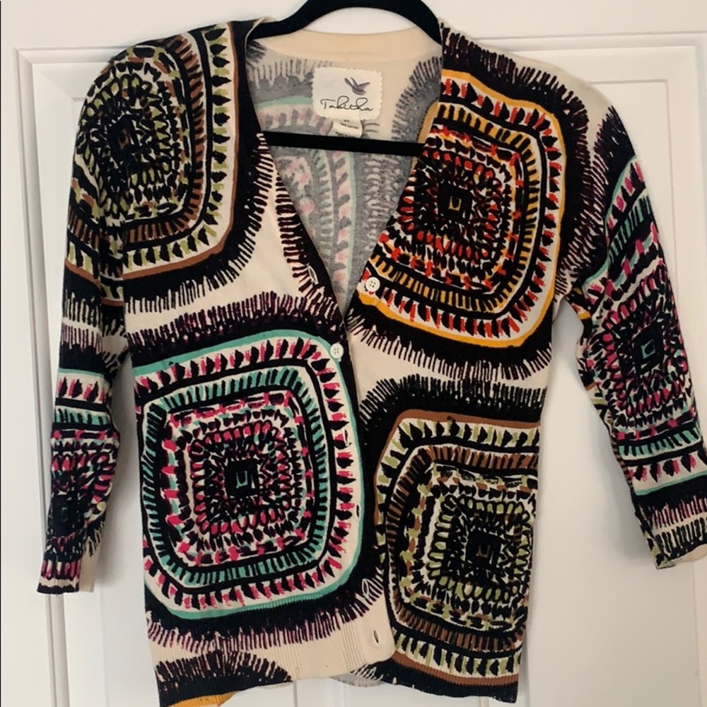Fun print cardigan - anthro size XS